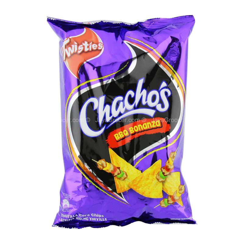 Chacho’s Tortilla BBQ corn chips 80-160g. แผ่นนาโชส์รสบาร์บีคิว จากมาเลเซีย