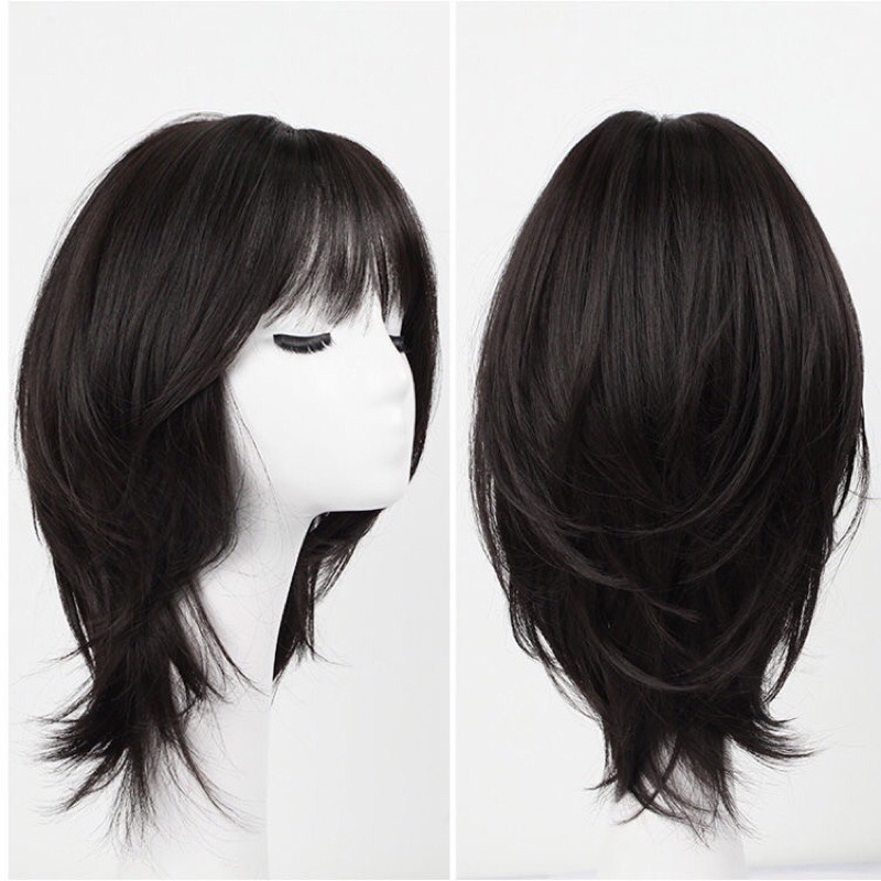 (พร้อมส่งจากไทย)วิกผมทรง wolf cut สั้นสีดำ