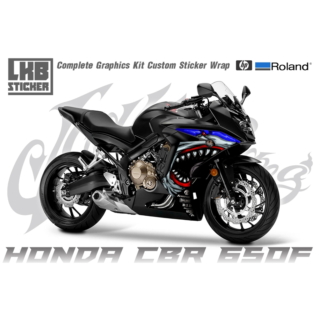 สติ๊กเกอร์แต่งลายรถ Honda Cbr 650F ลาย ฉลาม เฉพาะแฟริ่งคุ่หน้า