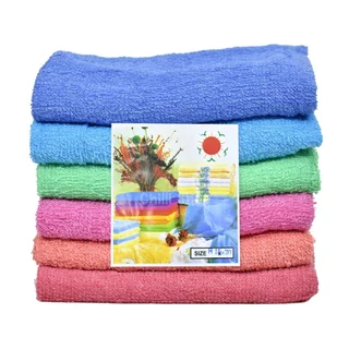 (ราคาส่ง 12ผืน) ผ้าเช็ดผม สีพื้น ตราปลา ตราพระอาทิตย์ ตราABAB ขนาด 13” x 28” พร้อมส่ง จากโรงงาน