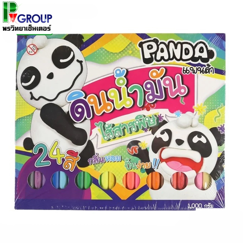 ดินน้ำมันไร้สาร NARA แพนด้า แท่งกลม 1000 กรัม 24สี