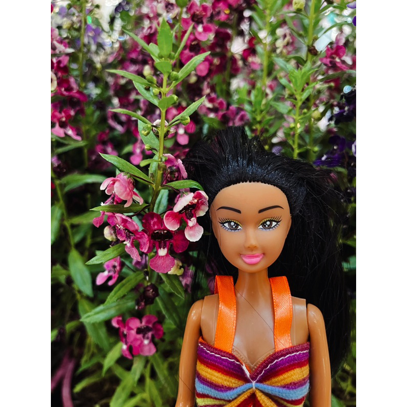 ตุ๊กตาหุ่น Barbie ผิวสี ผมสวยหน้าสวย ไม่มีปั๊มแบรนด์ ไปพร้อมชุดที่ใส่