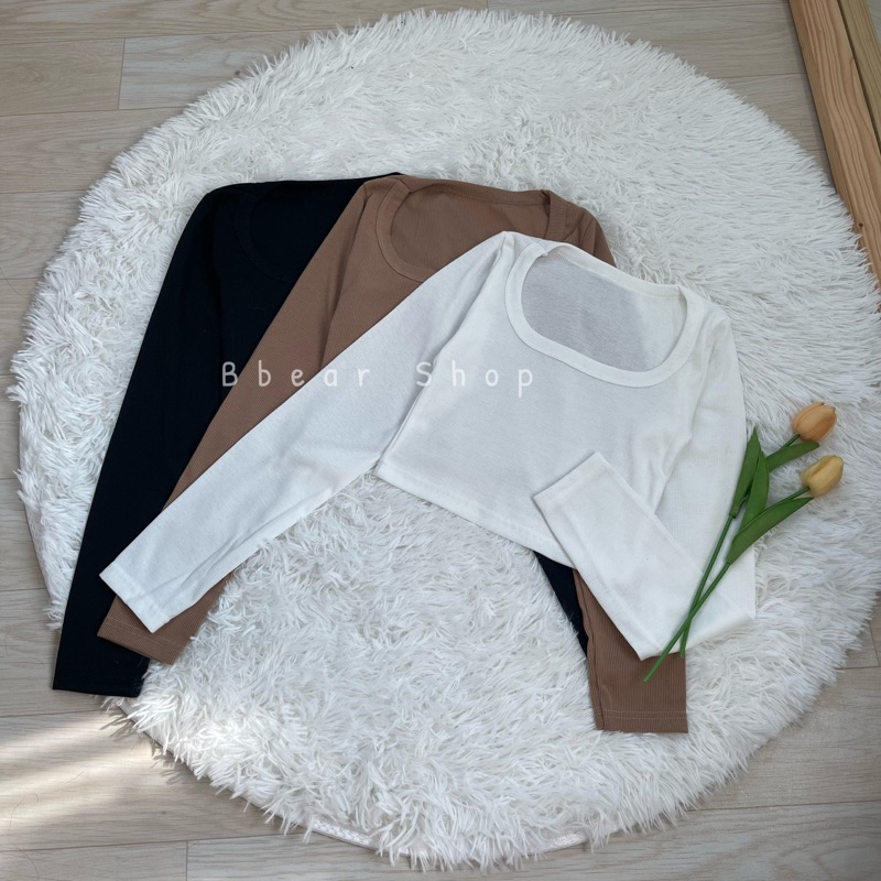 เสื้อคอลึกแขนยาวผ้าร่องเล็ก