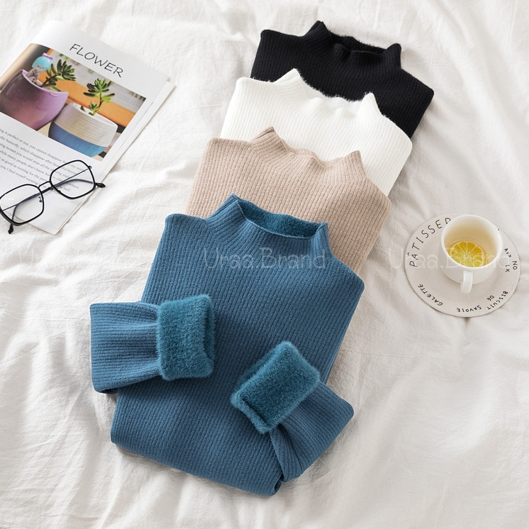 อก 36-42 / 5 สี / พร้อมส่ง เสื้อแขนยาวบุขน เสื้อคอปีนบุขน ผ้าร่อง กันหนาว ได้ถึงติดลบ รุ่น Warm Neck Peen สเวตเตอร์