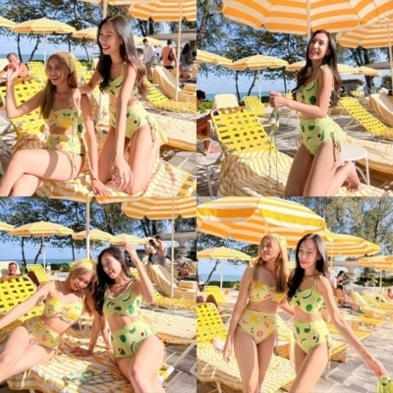 #ชุดน่ารัก #ลายอะโวคาโด #ลายเลม่อน #ชุดเอวสูงเก็บก้น #Dissummer