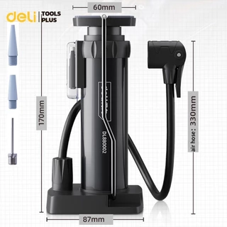 Deli ที่สูบลมจักรยาน สูบลมแรงดันสูง ที่สูบลมมอเตอร์ไซค์ 130mm มีมาตรวัด ไม่เด้งกลับเมื่อปั๊ม Air Pump