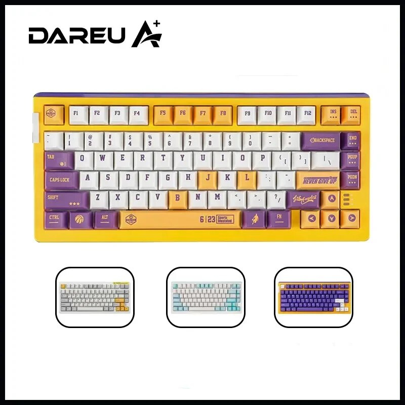 DAREU A81 Pro คีย์บอร์ดไร้สาย 3 โหมด Spring Arm Gasket mount PBT Keycaps RGB Backlight (BLACK / PC T