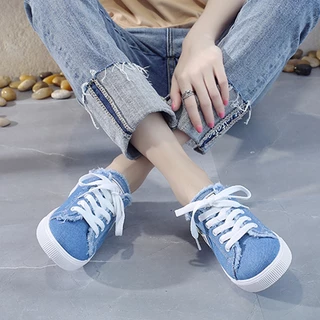 FBAShop สไตล์ใหม่ รองเท้าผ้าใบผู้หญิงแฟชั่น เกาหลี หุ้มส้น ผ้าใบ คุณภาพดีราคาถูก ระบายอากาศ พร้อมจัดส่งกันเลย