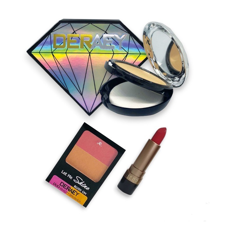 แป้งเดอเอ้ไดมอนด์ สารสกัดจากเพชร กันแดดSPF30PA+++ ฟรี บลัชออน2เฉดสี และลิปส์คละสี ฟรี