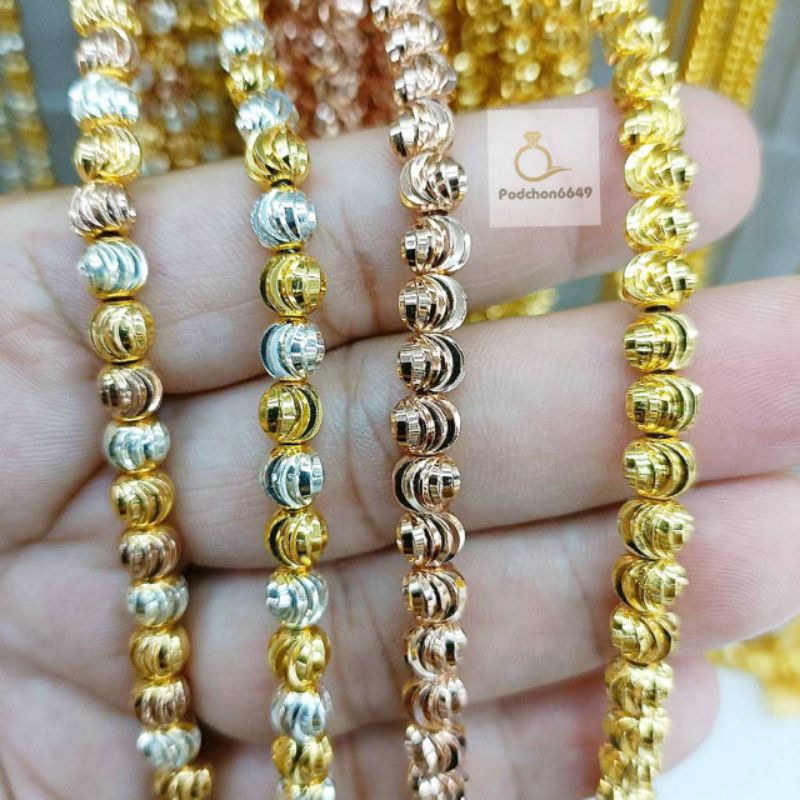 สร้อยข้อมือมูนคัชเงางามเล่นไฟขนาดเม็ด5มิล ใส่ติดตัวได้ตลอดไม่ลอกไม่ดำ