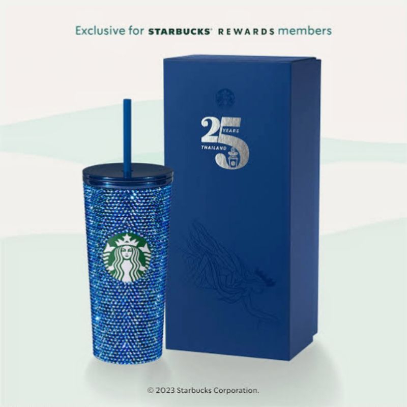 Starbucks 25th Anniversary Blue Bling Cold Cup 16oz. ของแท้