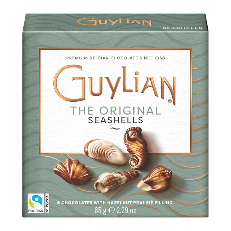 Guylian seashell chocolate 65g. กีเลียน ช็อกโกแลตเบลเยี่ยม รูปหอย กล่องเล็ก นำเข้า🇧🇪