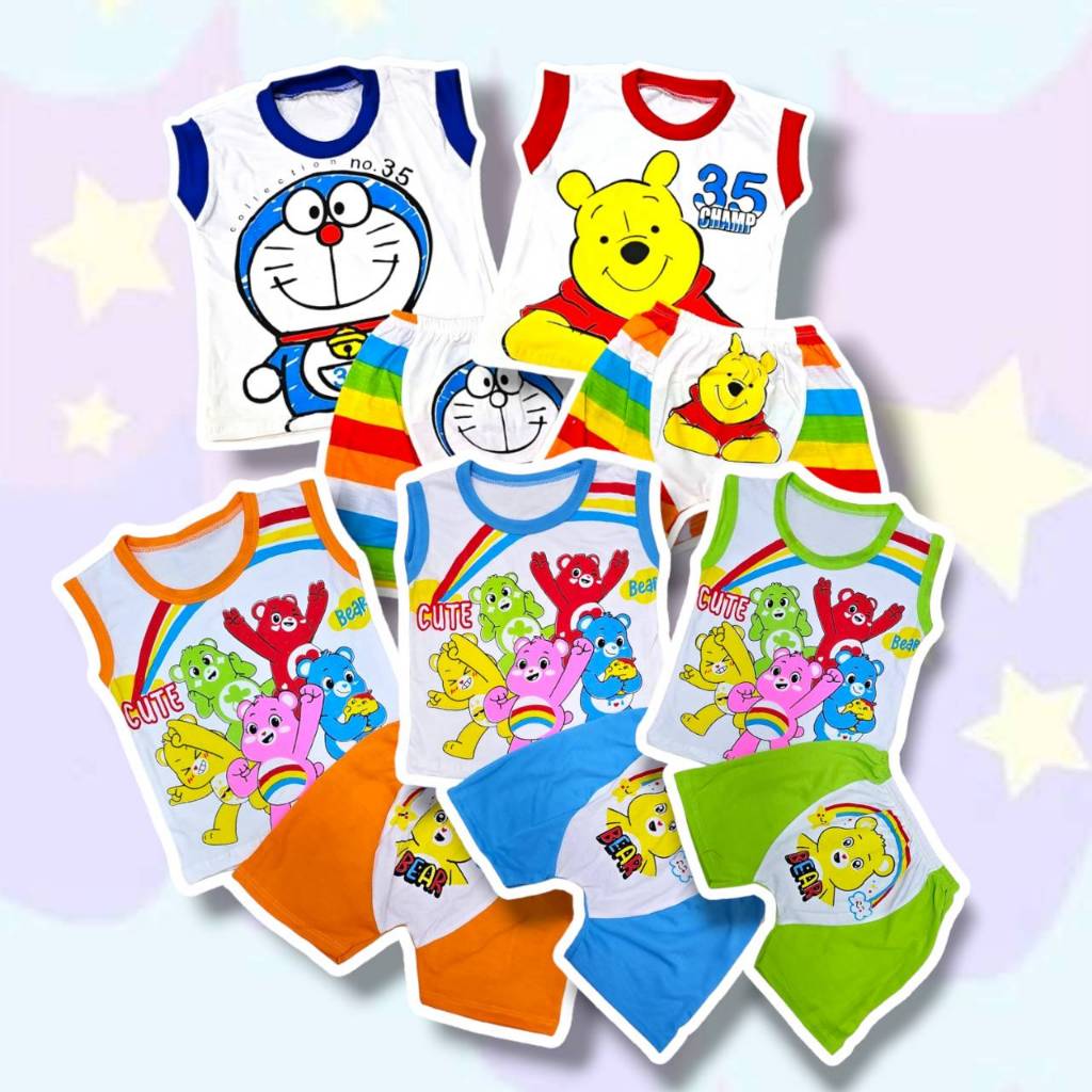 ชุดเด็กอ่อน เสื้อแขนกุด แขนสั้น + กางเกงต่อเป้า ผ้าคอตตอน ไซส์ SS เด็ก 0-6 เดือน COT0001