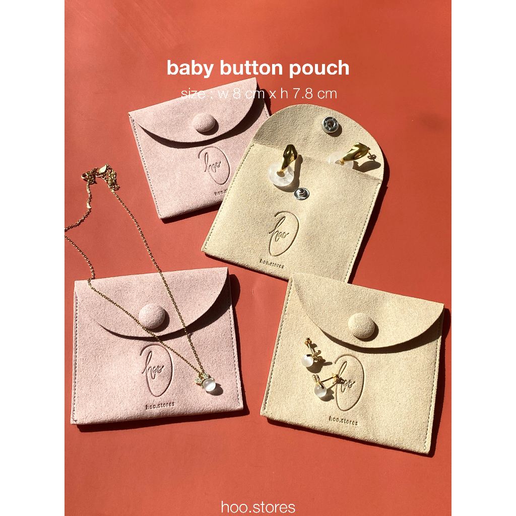 hoo.stores Baby Button Microfiber Jewelry Pouch ถุงผ้าไมโครไฟเบอร์สำหรับใส่เครื่องประดับ/ ของจุกจิกเล็กๆ/ กิ๊บต่างๆ