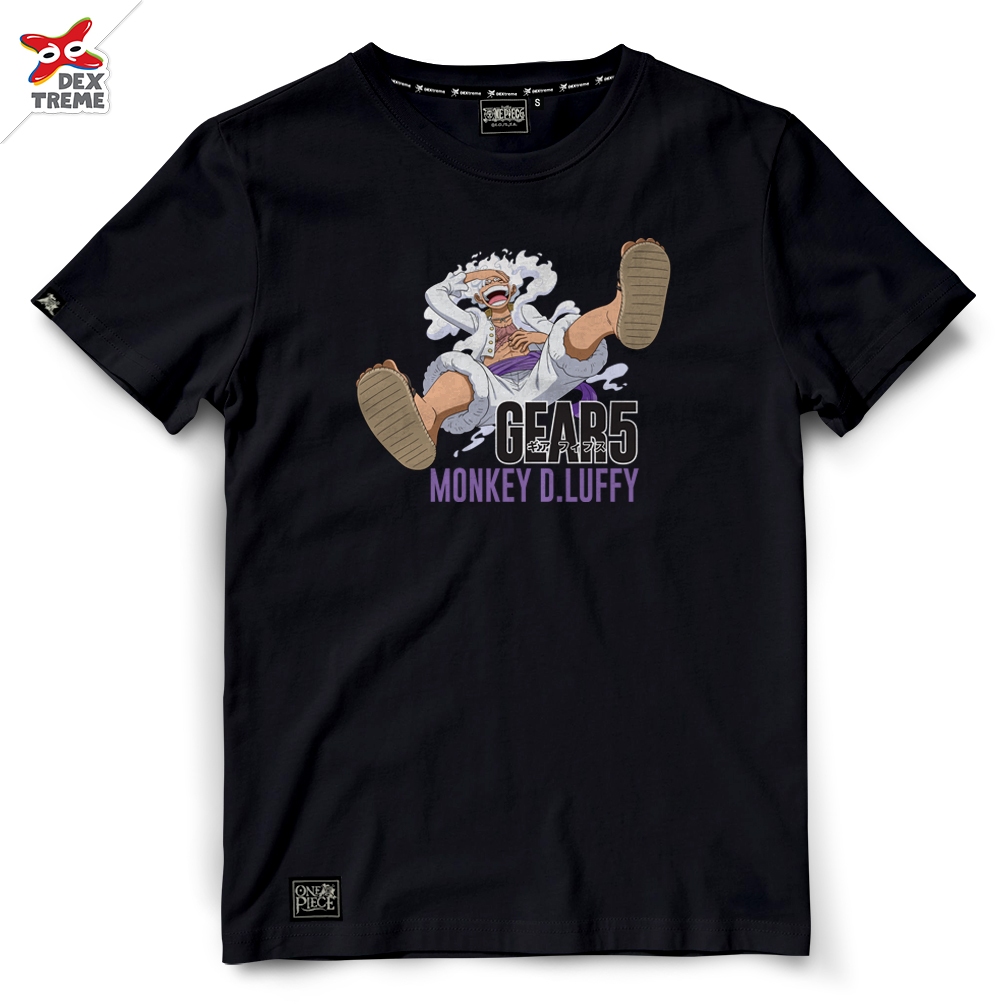 Dextreme เสื้อยืดวันพีซ (DOP-2002) Onepiece ลาย ลูฟี่ GEAR 5 จอยบอย เกียร์ 5 มี สีดำ และ สีขาว