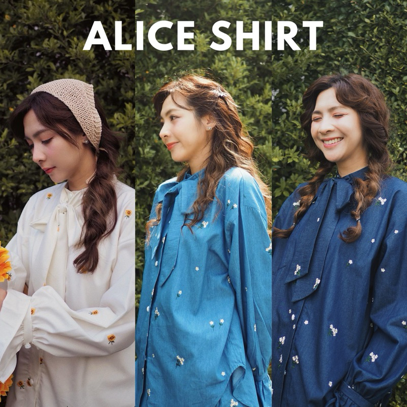 Alice's shirt เสื้อเชิ๊ตปักลายดอกไม้ ทานตะวัน/เดซี่ (เฉพาะเสื้อ)