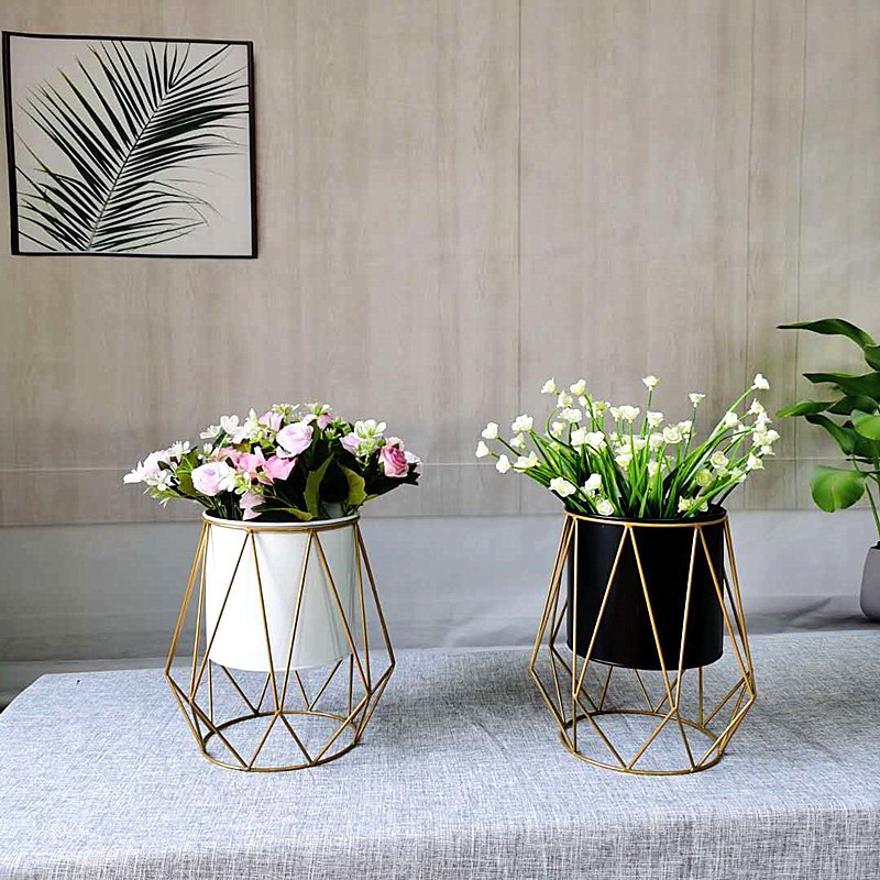 กระถางต้นไม้ ขาตั้งกระถาง กระถางเหล็กส่งพร้อมขาตั้งสีทอง ขนาด S/M/L ราคา ถูกที่สุด ดีลบีเคเค แกลเลอรีภาพที่ 2
