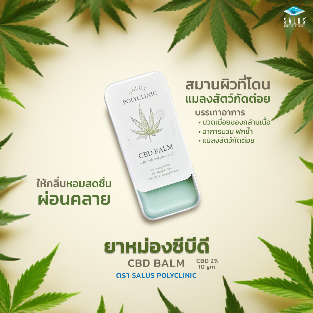 ยาหม่องซีบีดี 2% ขนาด 10gm ตราซาลัส กลิ่นหอม ผ่อนคลาย สดชื่น สินค้าคุณภาพ พร้อมส่ง