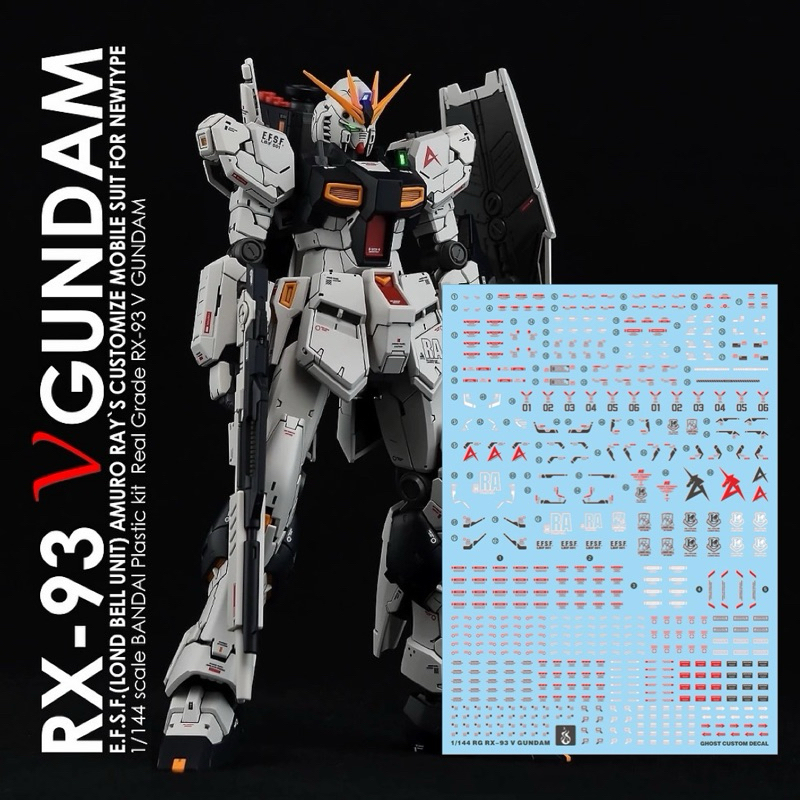 ดีคอลน้ำ GHOST RG DECAL RX-93 V GUNDAM เรืองแสงแบล็คไลท์