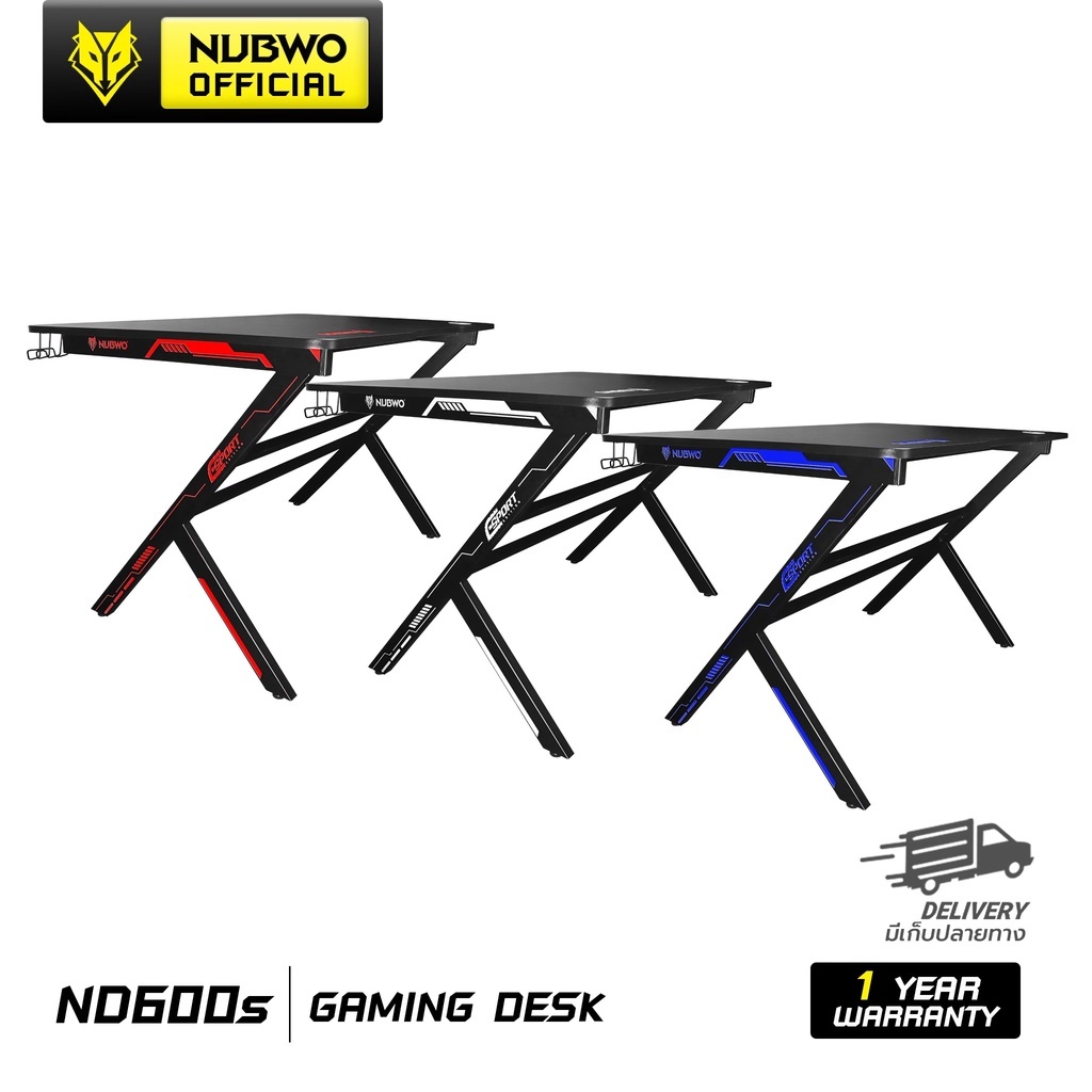 Nubwo โต๊ะเกมมิ่ง โต๊ะทำงาน ND-600S GAMING DESK ขนาด 120x75x74.5 cm. มีที่เก็บสายไฟ ที่แขวนหูฟัง
