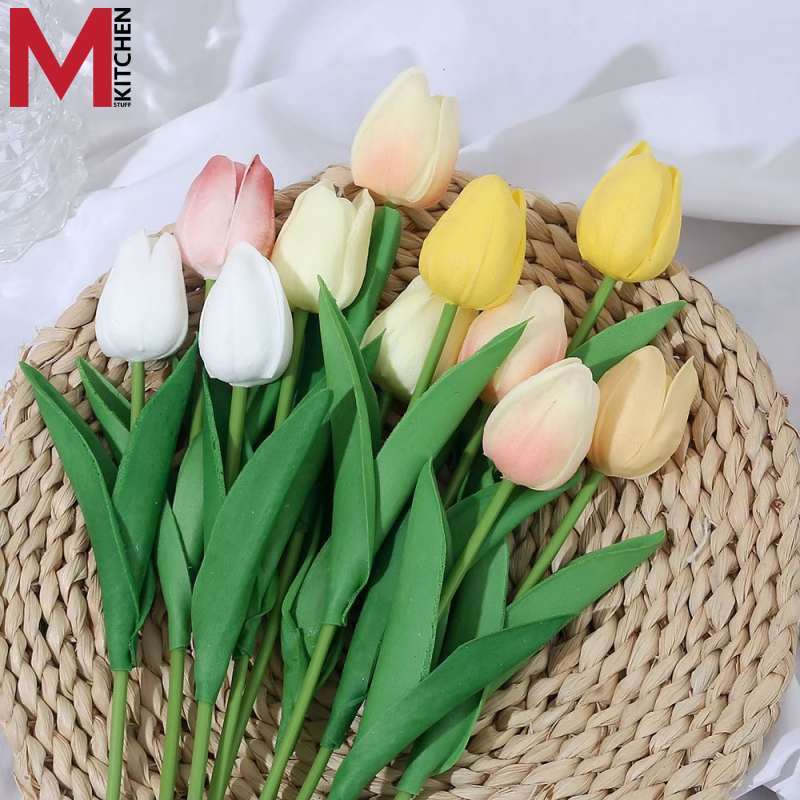 M KITCHEN ดอกทิวลิปปลอม 1 ดอก ดอกไม้ปลอม ดอกไม้ประดิษฐ์ทำจาก PU (ราคาต่อ 1 ดอก)