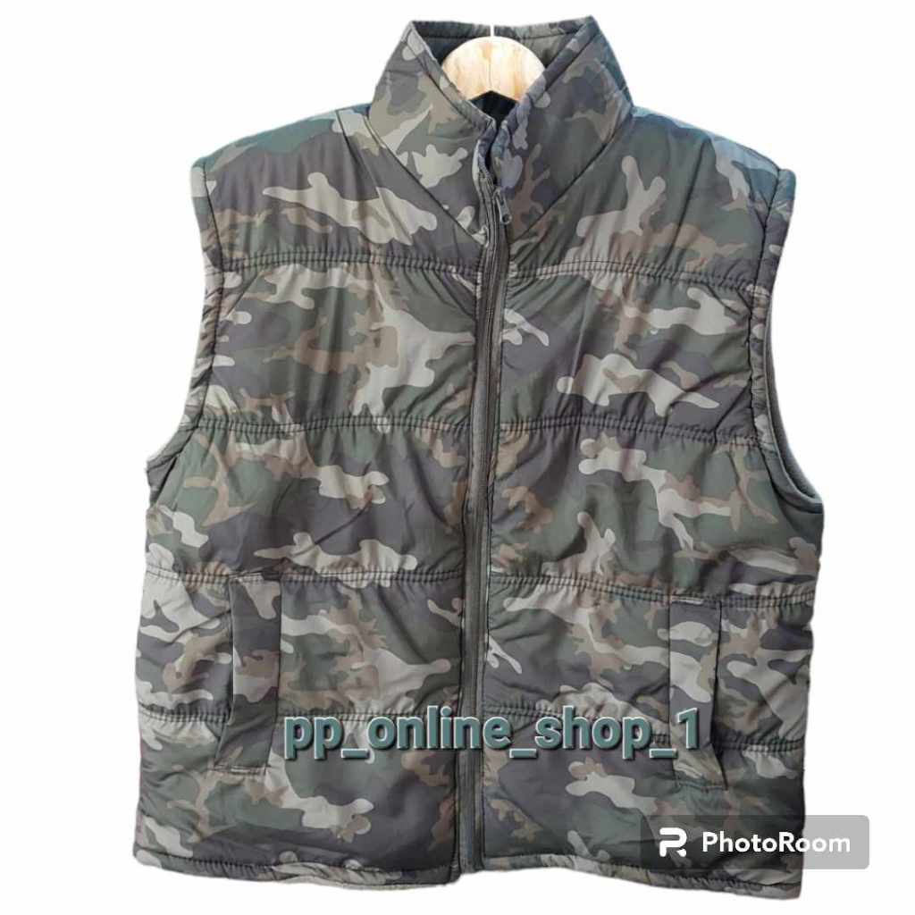 เสื้อกั๊กผ้าหนา นุ่ม ลายพราง ข้างในอุ่นมาก อก38-44นิ้ว