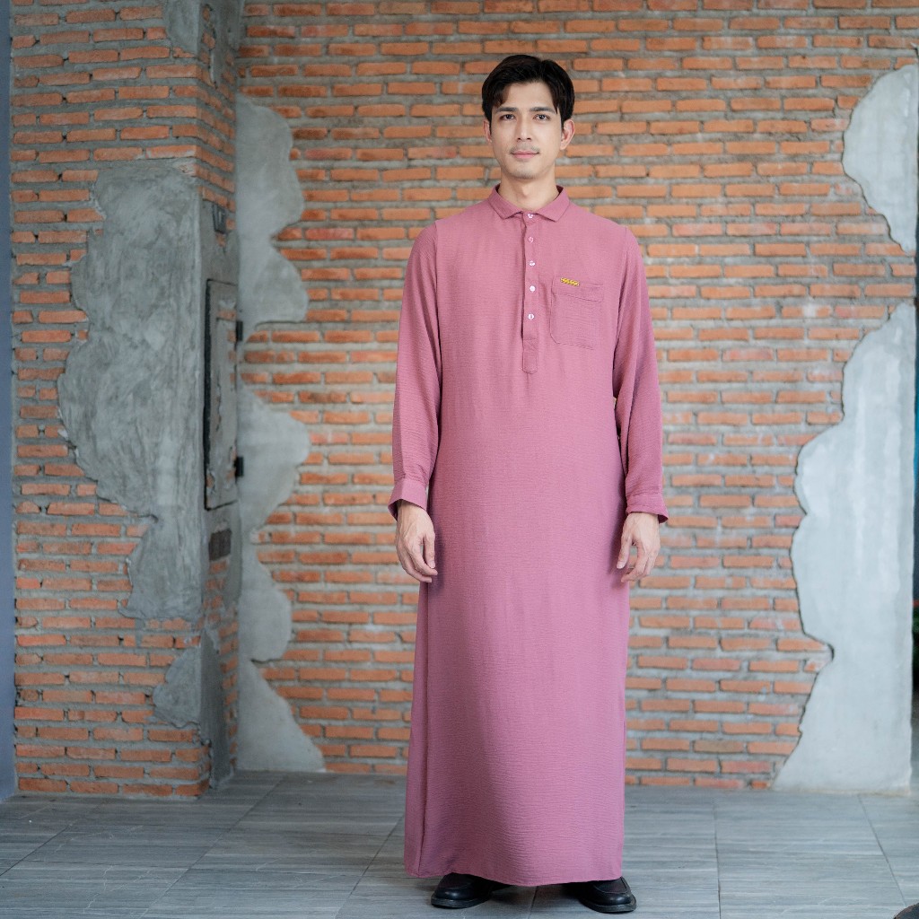 โต๊บชายแขนยาว ยอดนิยม เนื้อผ้าไม่ร้อนผ้าสบายทิ้งตัว เหมาะสำหรับใส่ละหมาดออกงานอิสลาม AE35วาริสมุสลิม