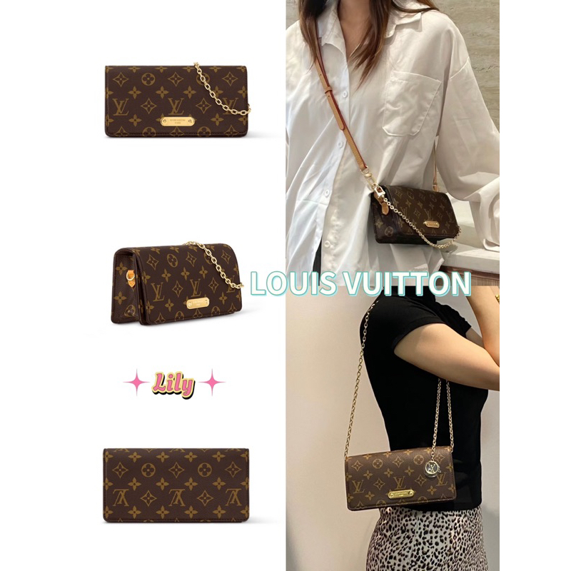 💯  100% ของแท้ 2023 ใหม่ 𝕃𝕠𝕦𝕚𝕤 𝕧𝕦𝕚𝕥𝕥𝕠𝕟 / LV LILY WOC ห่วงโซ่ที่ถอดออกได้ไหล่เดียวกระเป๋าสะพาย