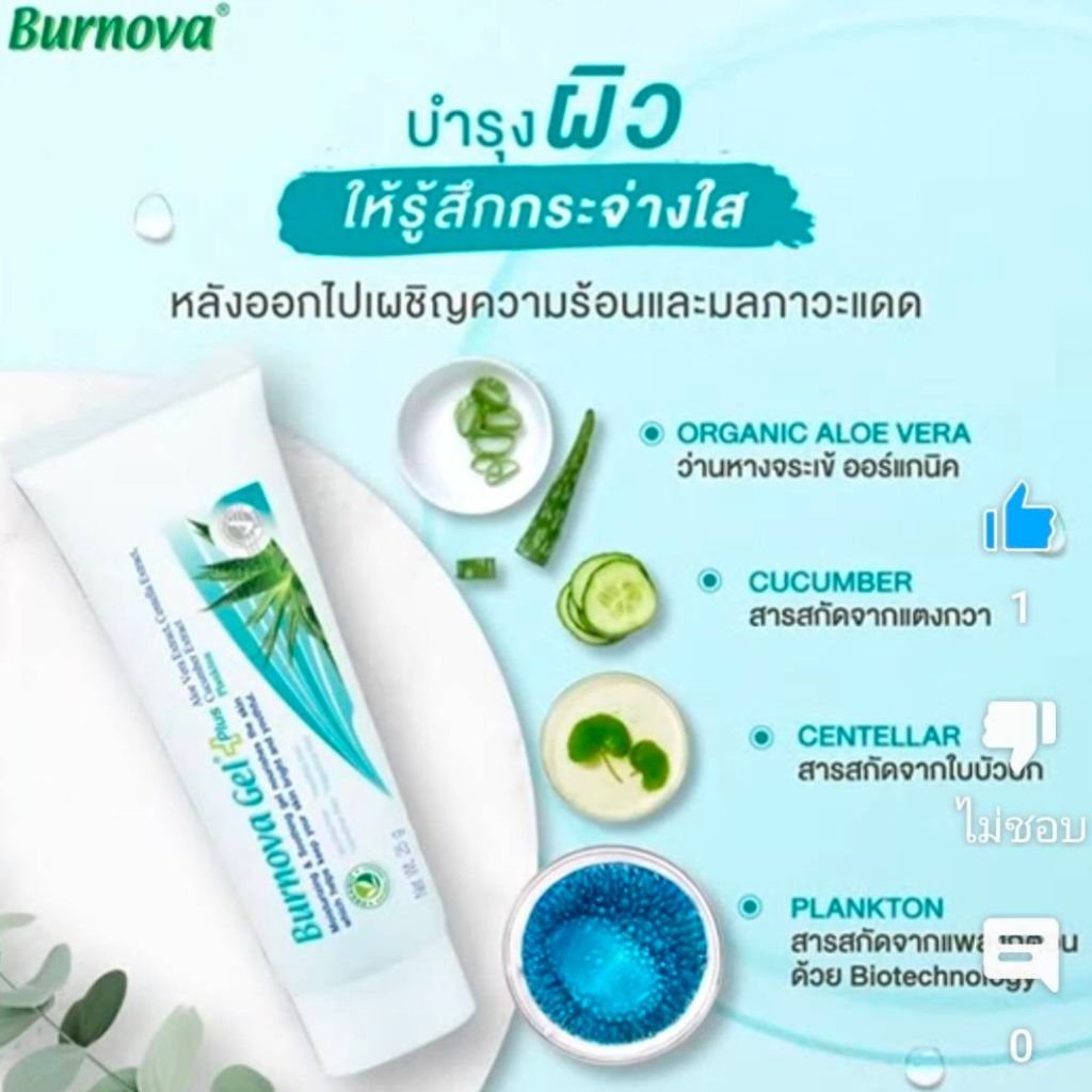 Burnova gel plus 70g เบอร์นโนว่า เจลว่านหางจระเข้  Dragon Blood ดราก้อน บลัด 50 Plankton แพลงก์ตอน รูปที่ 6