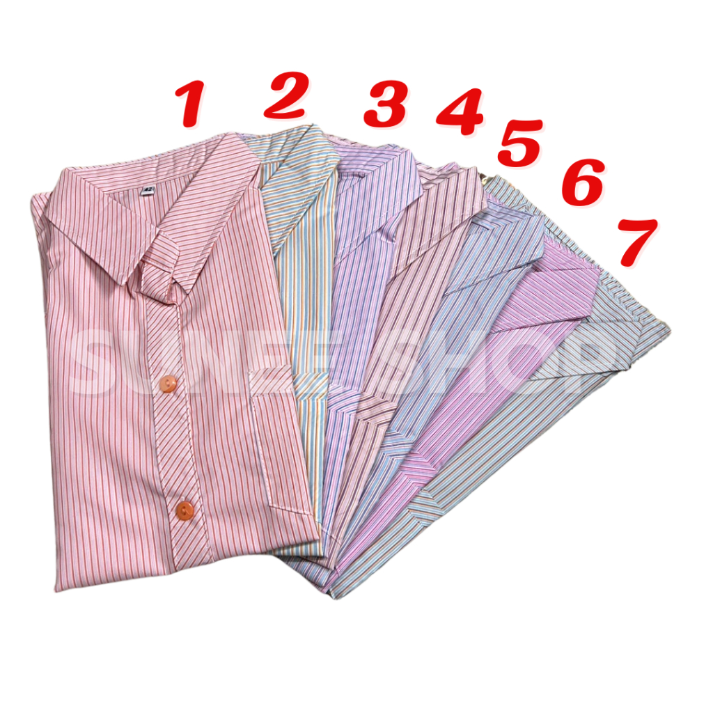 Sunee เสื้อเชิ๊ตผู้ใหญ่ ลายริ้ว ลายทาง ผ้าคอตตอน ไซส์ 42 44 46 แขนสั้น เสื้อคนแก่ คุณแม่ (SU-TC190) - รูปที่ 6
