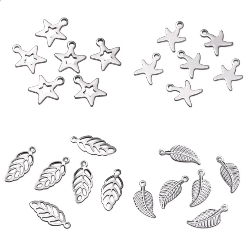 จี้สเเตนเลส รูปดาวห้า ใบไม้ สําหรับทําเครื่องประดับ DIY 1 แพ็ค 20 ชิ้น