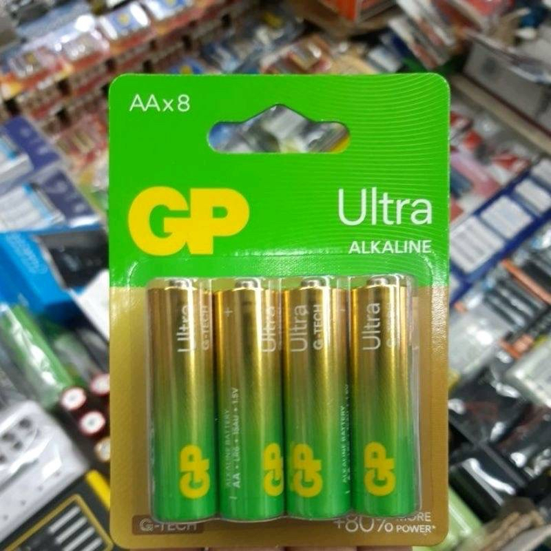 (สุดคุ้มแพค8ก้อน) ถ่าน GP Ultra Alkaline Size AA 1.5V 8ก้อน 1แพค ของใหม่ ของแท้