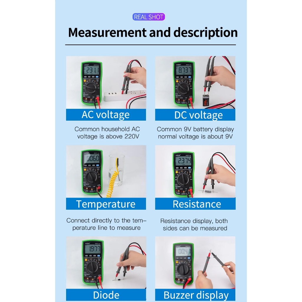 ANeng AN870 Digital Multimeter มัลติมิเตอร์ แบบดิจิทัล มืออาชีพ 19999 เครื่องนับ กระแสไฟ TRMS ราคา ถูกที่สุด ดีลบีเคเค แกลเลอรีภาพที่ 3