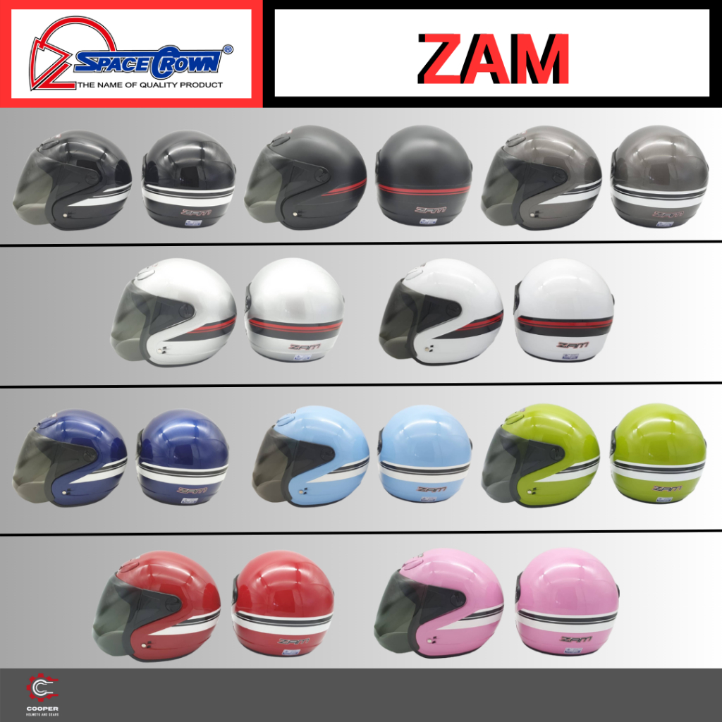 หมวกกันน็อค SpaceCrown รุ่น ZAM หน้าสีชา (หมวกเต็มใบ) มีครบทุกสี