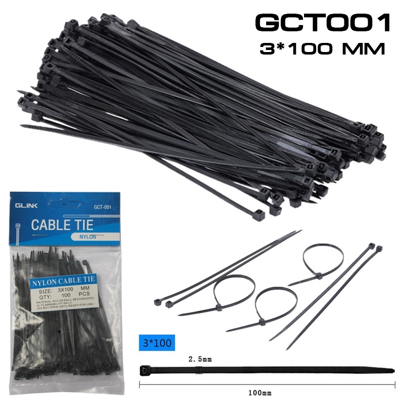 สายรัด เคเบิลไทร์ GLINK GCT-001,GCT-002,GCT-003 Cable Tie Nylon (100/pack)