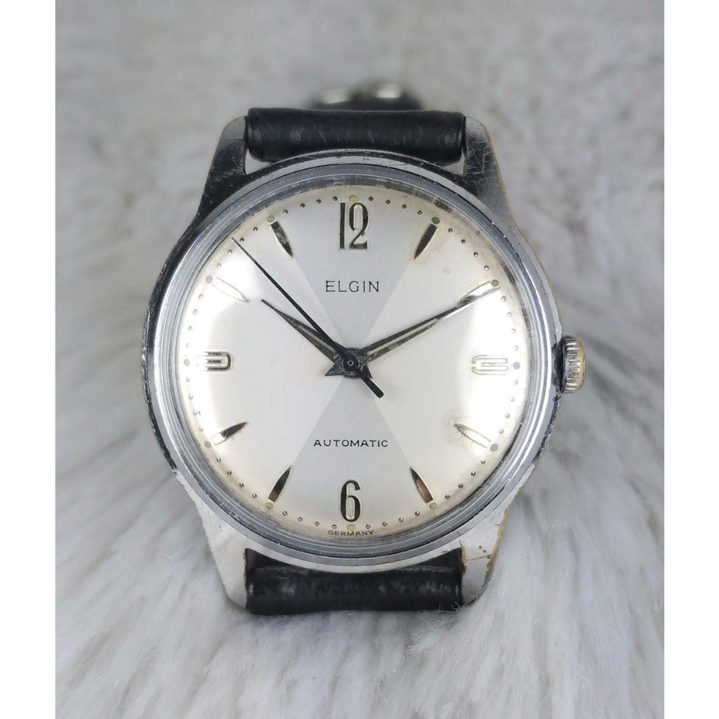 210815-ELGIN พร้อมสายหนังบางสีดำ ระบบ Automatic