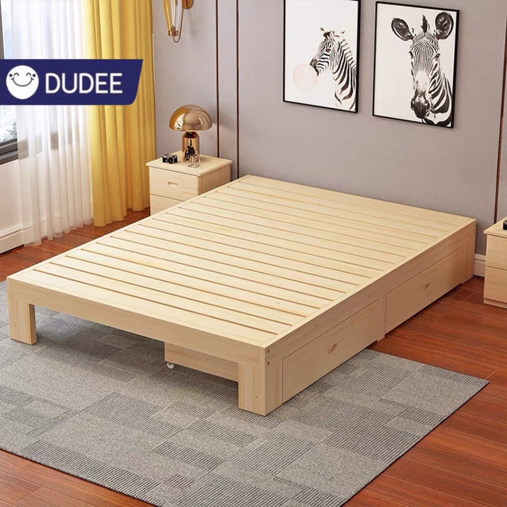 DUDEE เตียงไม้แท้ ไม้สนขนาด 6ฟุต 5ฟุต 3.5ฟุต อายุการใช้งานมากกว่า 7 ปี