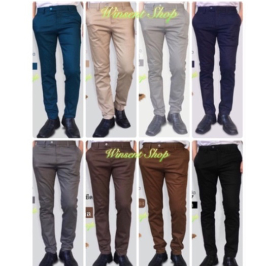 กางเกงแสลคเดฟผ้ายืด ลุกนั่งสบาย 10 สี🏳️‍🌈กระเป๋าลึกทั้งหน้าหลังจาก​