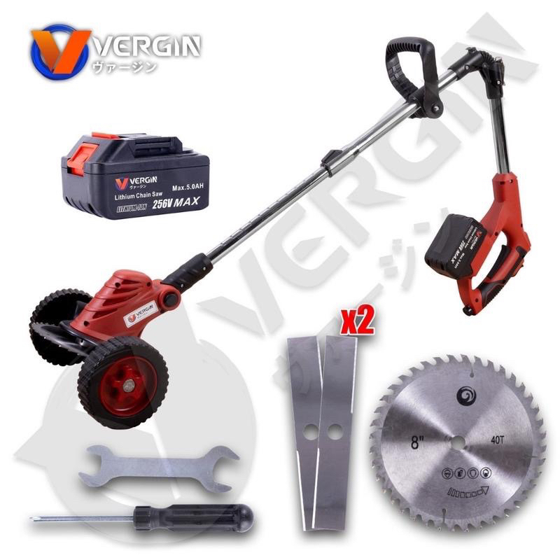 VERGIN เครื่องตัดหญ้าไร้สาย 256V ( รุ่นพับได้ ) มีล้อใช้งานสะดวก | เครื่องตัดหญ้าแบตเตอรี่