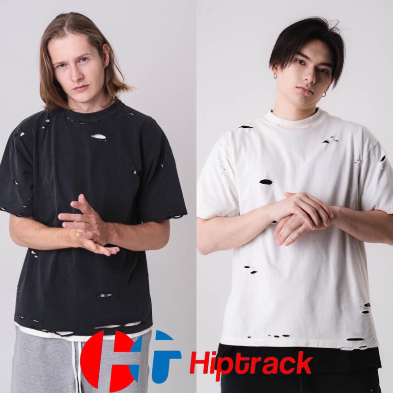 เสื้อยืดฟอกสีเฟด ทรง Ripped Tee Hiptrack แบบขาดๆเซอร์ๆ