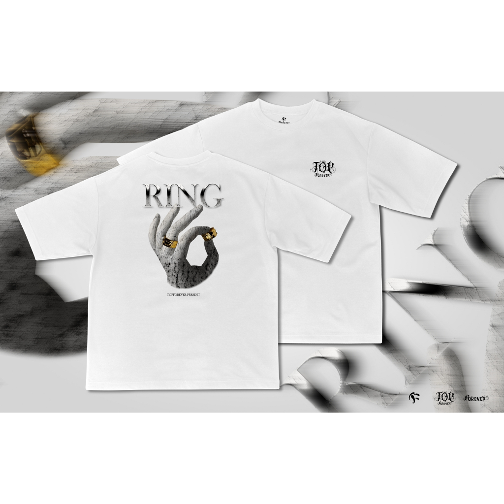 TOPFOREVER พร้อมส่ง! เสื้อยืด เสื้อโอเวอร์ไซส์ แนวสตรีท ลายสกรีน ลายR!NG รุ่น TF004