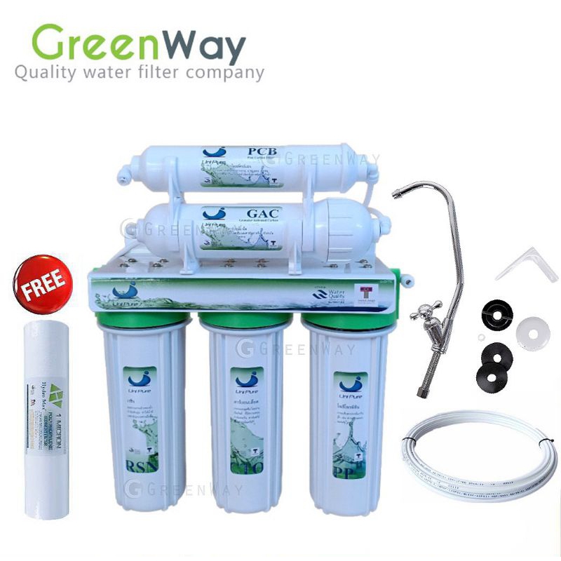 UNI PURE GREEN เครื่องกรองน้ำ 5 ขั้นตอน รุ่นกระบอกหนา