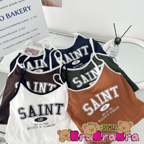 [ส่งจากไทย] 𝑩𝒓𝒂𝑩𝒓𝒂𝑩𝒓𝒂 #bra-238 สายเดี่ยว เสือกล้าม ฟองน้ำ พิมพ์ลาย SAINT