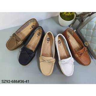 SZ92-686รองเท้าหนังแท้หน้าโบพื้นยางส้นหนา1.5นิ้ว