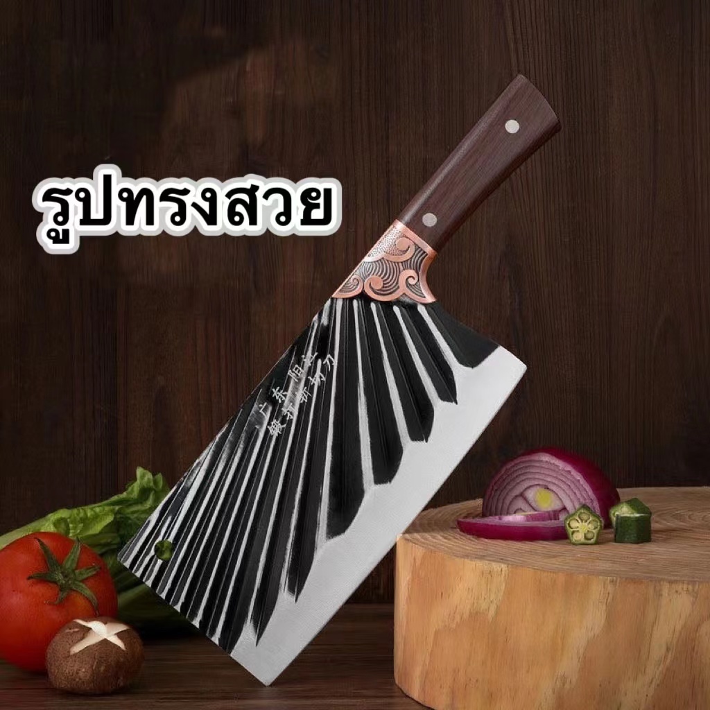 มีดเชฟการตัดก่อนและหลังมีดแมเชเต้มีดแล่กระดูก มีดแล่เนื้อ มีดอีโต้ ด้ามมีลวดลาย จับถนัดมือ และคมมาก - รูปที่ 3