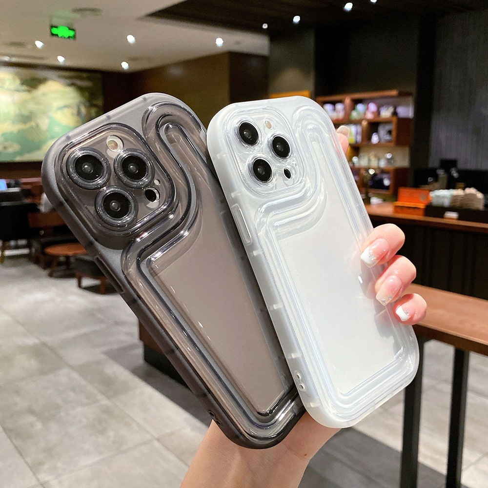 เคสโทรศัพท์มือถือ ซิลิโคนนิ่ม ใส For iPhone 11 Pro MAX 7plus 15 XR 12 13 14 Pro X XS MAX 7 8 Plus กันกระแทก เรียบง่าย
