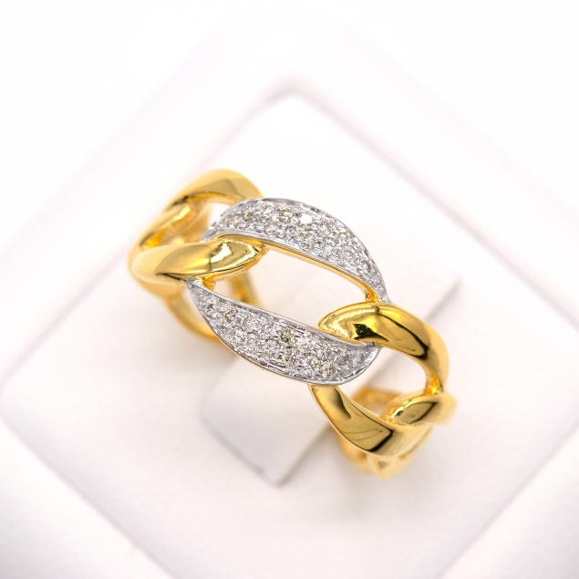 แหวนเลท ฝังเพชร 1 ข้อ โซ่ แหวนเพชร แหวนทองเพชรแท้ ทองแท้ 37.5% (9K) ME770