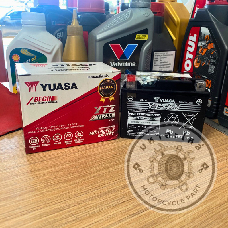 (แพ๊คเกจใหม่) แบตเตอรี่ยัวซ่า YTZ5S 12V-5Ah ไม่ต้องบำรุงรักษาตลอดอายุการใช้งาน Yuasa Battery Maintenance Free