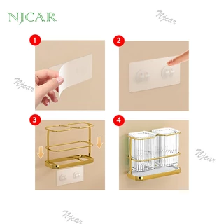 NJCAR H564 ที่ใส่ตะเกียบ เก็บช้อน ส้อม ติดผนังได้ ไม่ต้องเจาะ พร้อมถาดรองน้ำด้านล่าง