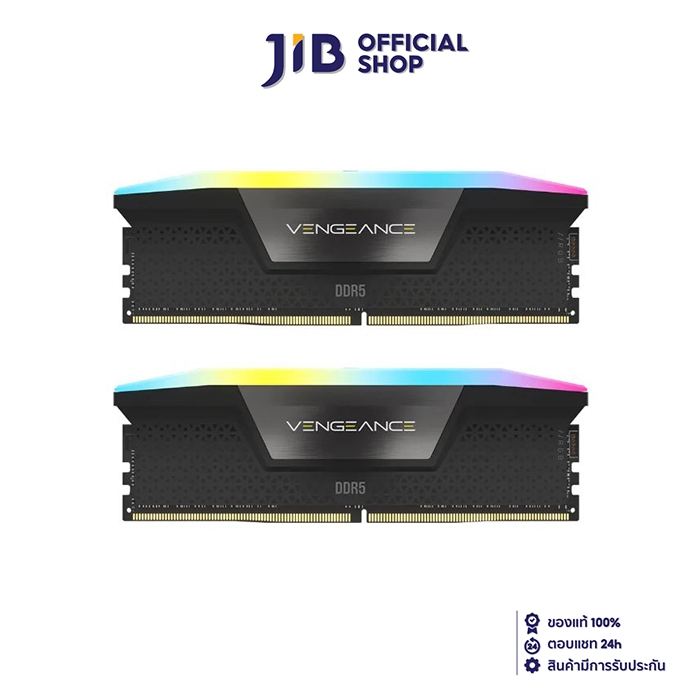 32GB (16GBx2) DDR5 6000MHz RAM (หน่วยความจำ) CORSAIR VENGEANCE RGB DDR5 (INTEL XMP) (BLACK) (CMH32GX5M2E6000C36)